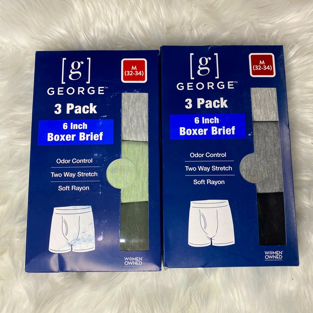 2- George 3 pack boxer briefs. Size M